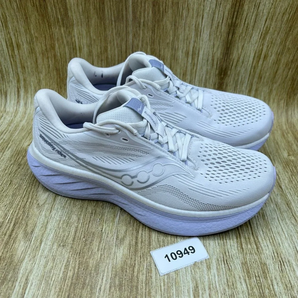 Saucony Ride 18 Running Shoes Womens Size 9 White Lilac Mesh Athletic S11001-245